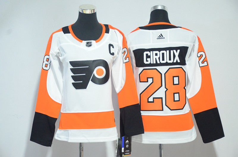 Flyers 28 Claude Giroux White Women Hockey Jersey