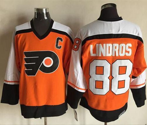 Flyers #88 Eric Lindros Orange CCM Throwback Stitched Hockey Jersey