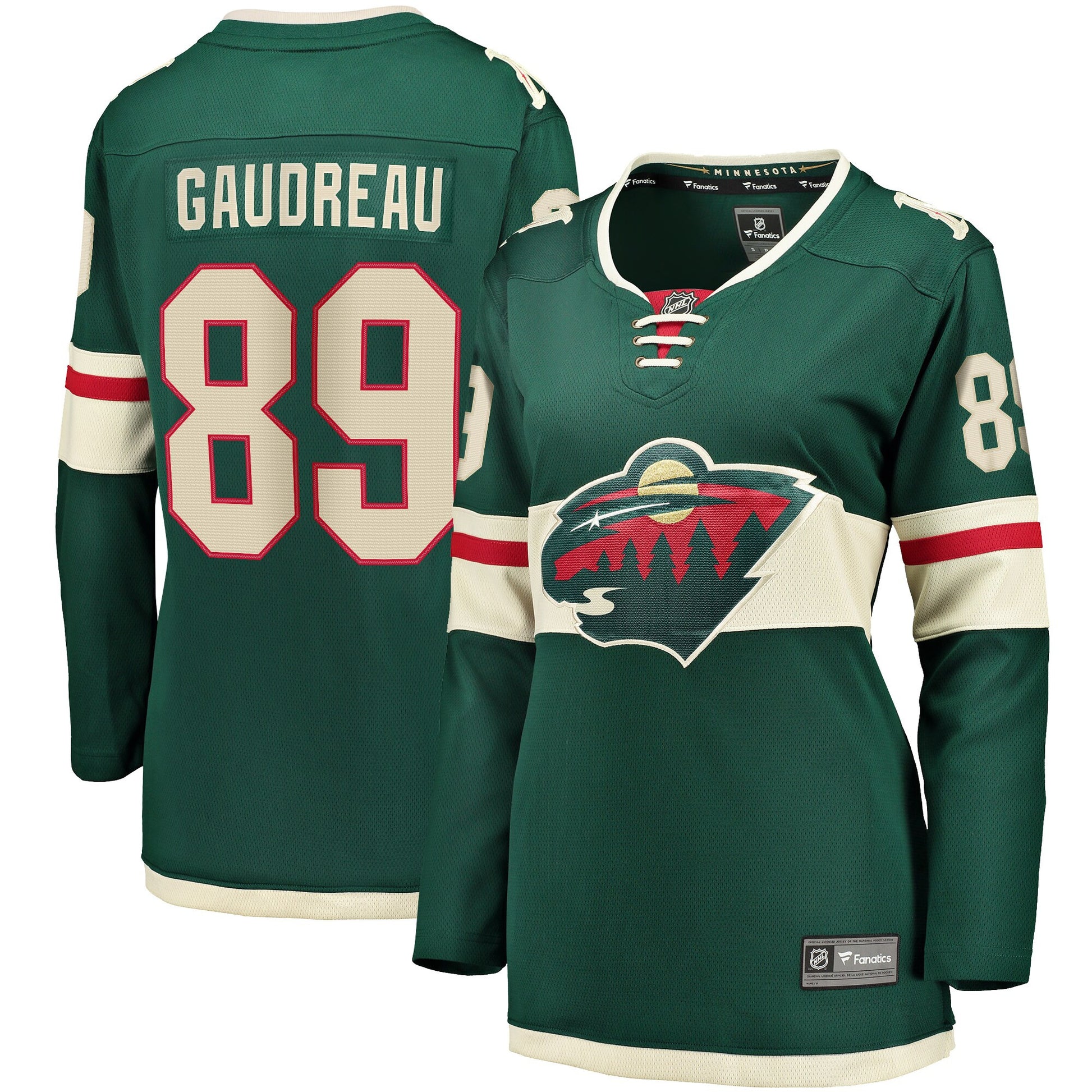 Frederick Gaudreau Minnesota Wild Branded Women's Home Breakaway Player Hockey Jersey - Green