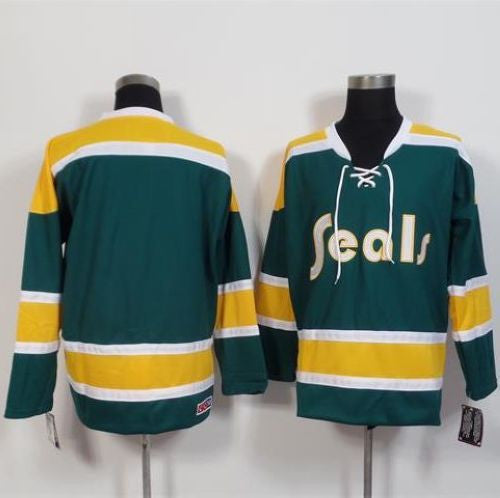 Golden Seals Blank Green/Gold CCM Throwback Stitched Hockey Jersey