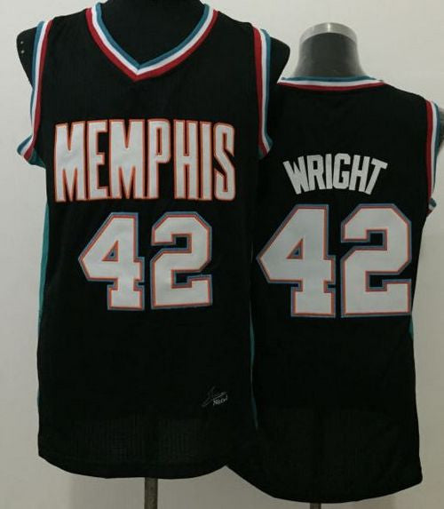 Grizzlies #42 Lorenzen Wright Black Throwback Stitched Basketball Jersey