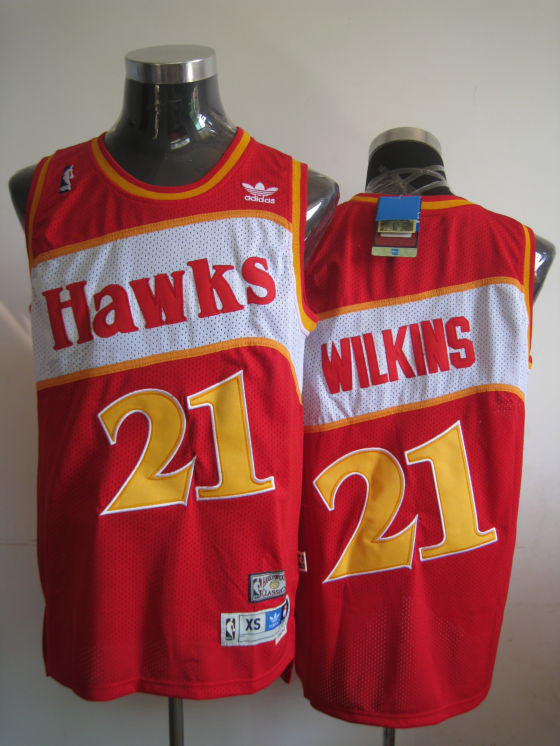 Hawks #21 Dominique Wilkins Red Stitched Throwback Basketball Jersey