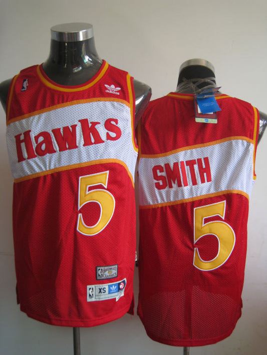 Hawks #5 Josh Smith Red Stitched Throwback Basketball Jersey