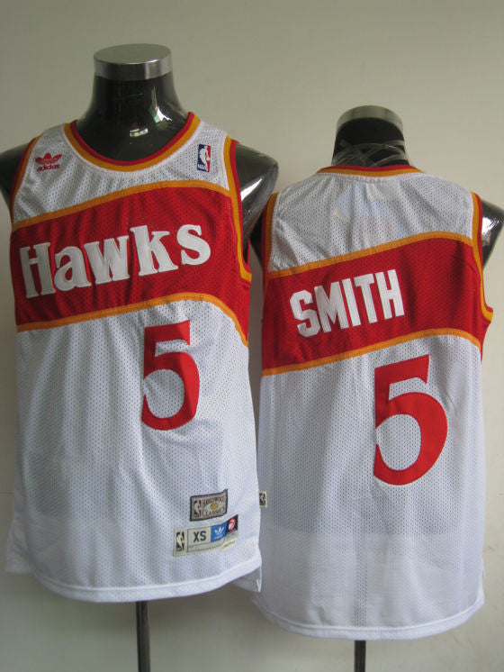 Hawks #5 Josh Smith White Stitched Throwback Basketball Jersey