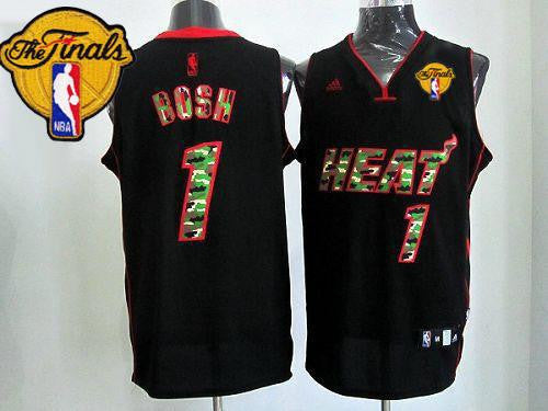 Heat #1 Chris Bosh Black Camo Fashion Finals Patch Stitched Basketball Jersey