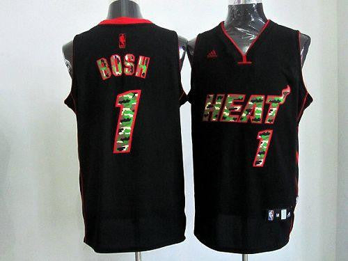 Heat #1 Chris Bosh Black Camo Fashion Stitched Basketball Jersey