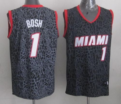 Heat #1 Chris Bosh Black Crazy Light Stitched Basketball Jersey