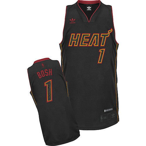 Heat #1 Chris Bosh Carbon Fiber Fashion Black Stitched Basketball Jersey