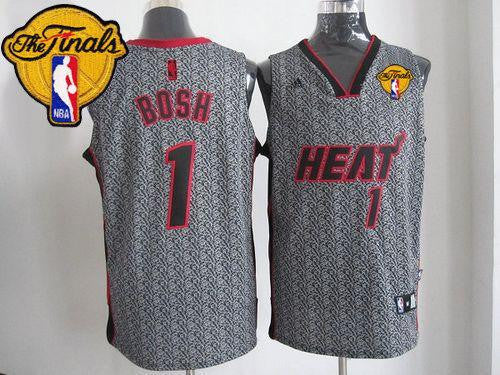 Heat #1 Chris Bosh Grey Static Fashion Finals Patch Stitched Basketball Jersey