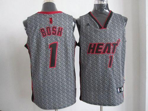 Heat #1 Chris Bosh Grey Static Fashion Stitched Basketball Jersey