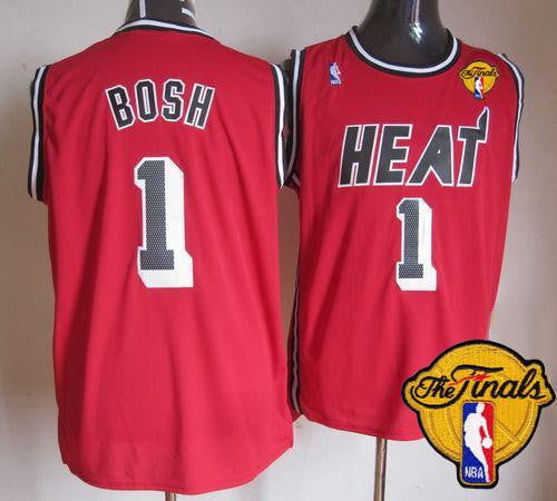 Heat #1 Chris Bosh Red Hardwood Classics Nights Finals Patch Stitched Basketball Jersey