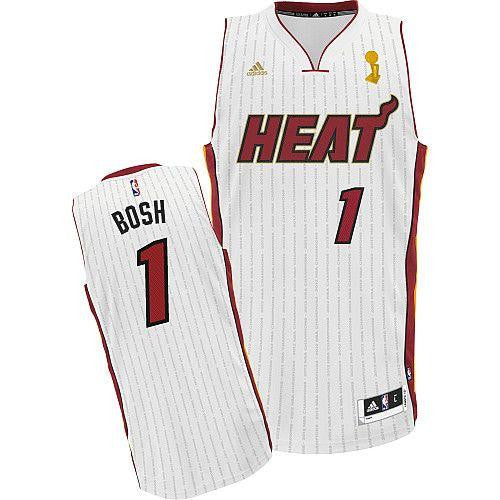 Heat #1 Chris Bosh White 2012 Champions Ring Ceremony Stitched Basketball Jersey