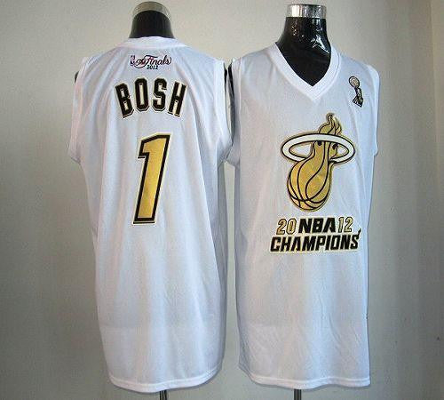 Heat #1 Chris Bosh White Majestic 2012 Champions Stitched Basketball Jersey