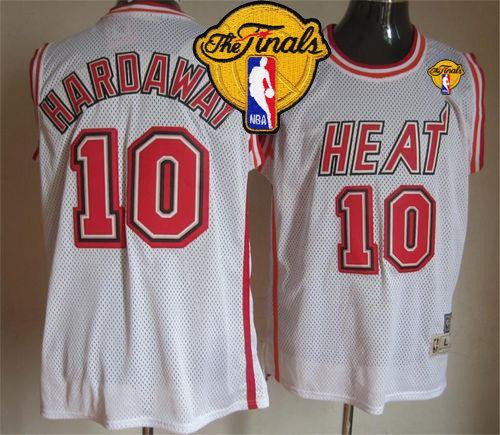 Heat #10 Tim Hardaway White Throwback Finals Patch Stitched Basketball Jersey