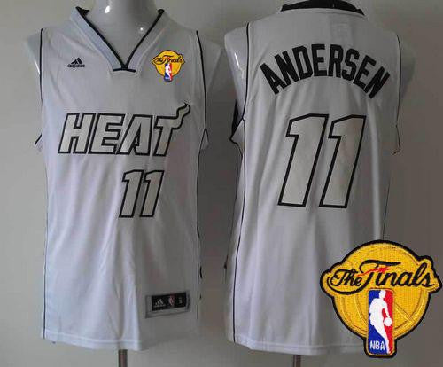 Heat #11 Chris Andersen White on White Finals Patch Stitched Basketball Jersey