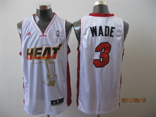 Heat 2011 Championship #3 Dwyane Wade White Stitched Basketball Jersey