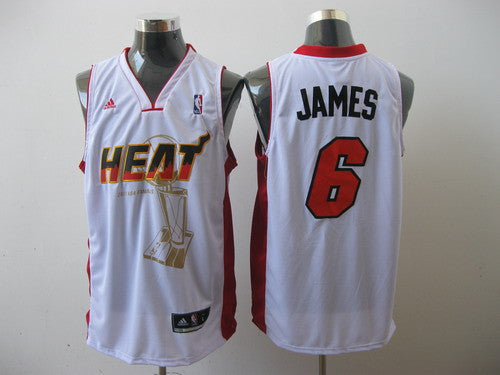 Heat 2011 Championship #6 LeBron James White Stitched Basketball Jersey