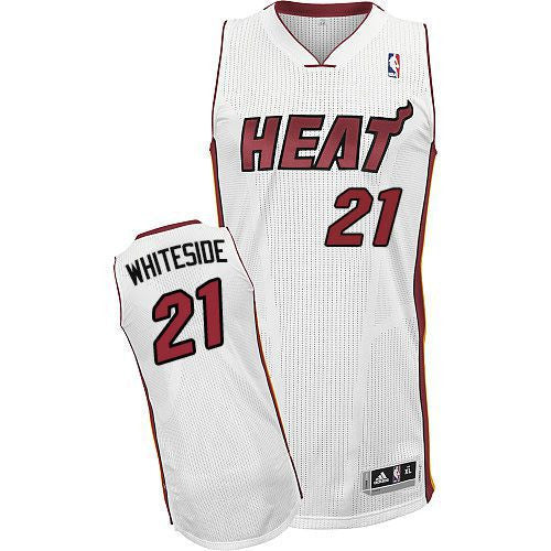 Heat #21 Hassan Whiteside White Stitched Basketball Jersey