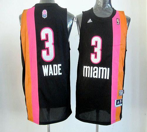 Heat #3 Dwyane Wade Black ABA Hardwood Classic Stitched Basketball Jersey