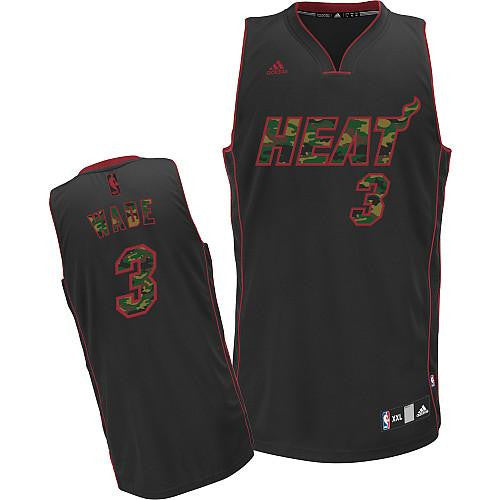 Heat #3 Dwyane Wade Black Camo Fashion Stitched Basketball Jersey