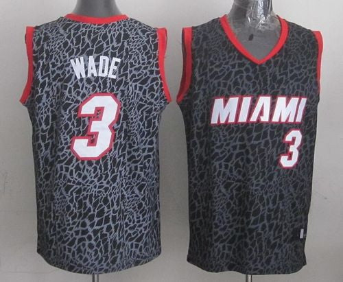 Heat #3 Dwyane Wade Black Crazy Light Stitched Basketball Jersey