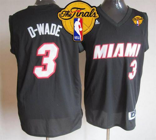 Heat #3 Dwyane Wade Black D-WADE Fashion Finals Patch Stitched Basketball Jersey