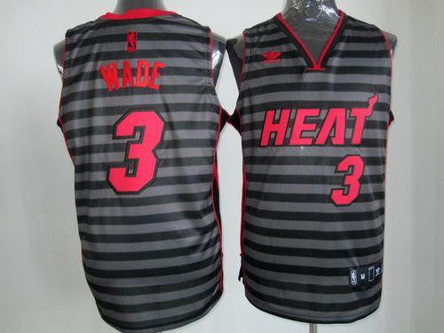 Heat #3 Dwyane Wade Black/Grey Groove Stitched Basketball Jersey