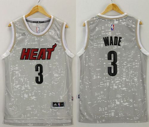 Heat #3 Dwyane Wade Grey City Light Stitched Basketball Jersey