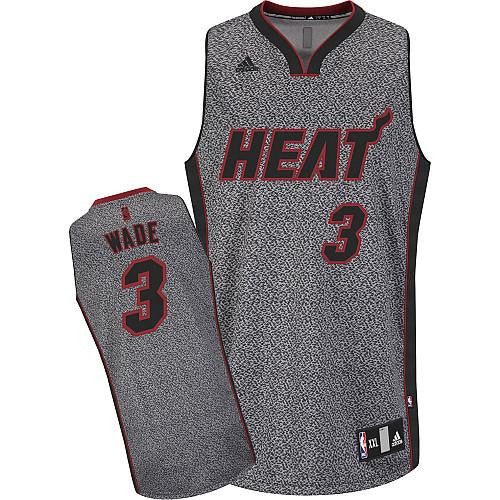 Heat #3 Dwyane Wade Grey Static Fashion Stitched Basketball Jersey