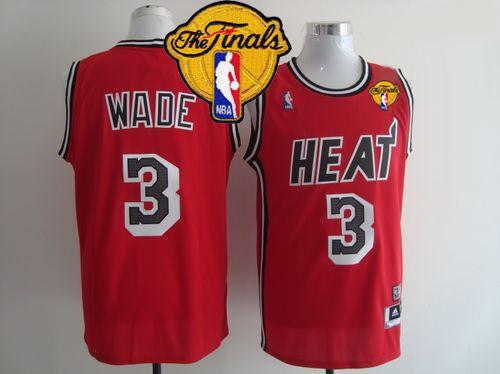 Heat #3 Dwyane Wade Red Hardwood Classics Nights Finals Patch Stitched Basketball Jersey