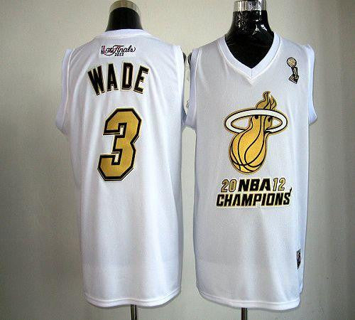 Heat #3 Dwyane Wade White Majestic 2012 Champions Stitched Basketball Jersey