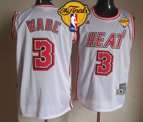 Heat #3 Dwyane Wade White Swingman Throwback Finals Patch Stitched Basketball Jersey