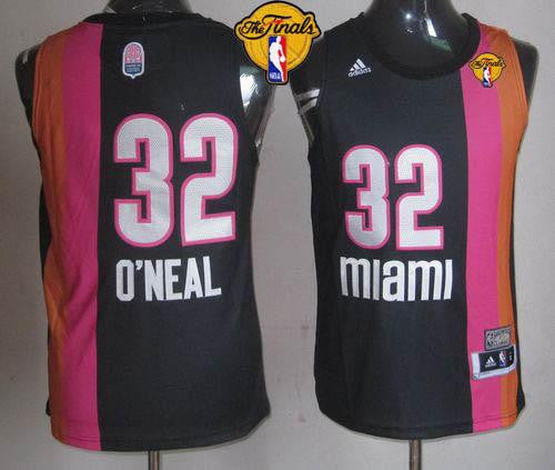 Heat #32 Shaquille O'Neal Black ABA Hardwood Classic Finals Patch Stitched Basketball Jersey