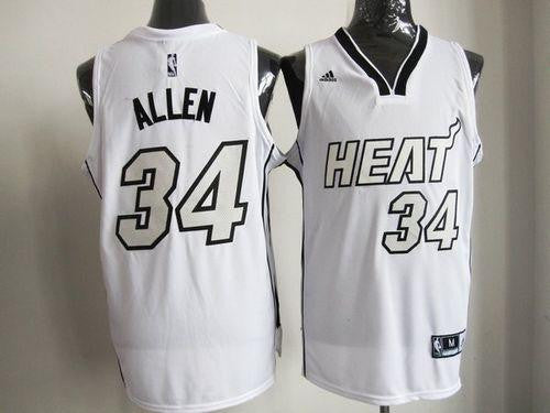 Heat #34 Ray Allen White on White Stitched Basketball Jersey