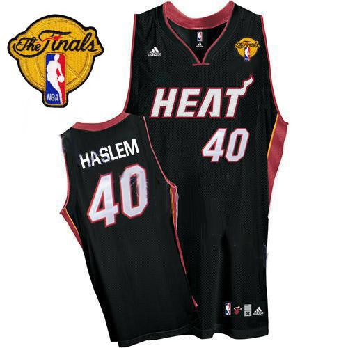 Heat #40 Udonis Haslem Black Finals Patch Stitched Basketball Jersey