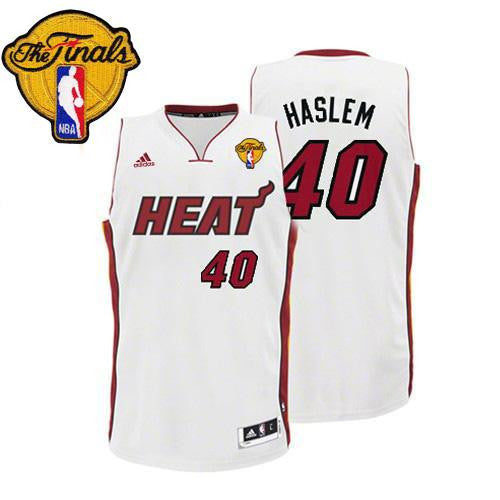 Heat #40 Udonis Haslem White Finals Patch Stitched Basketball Jersey