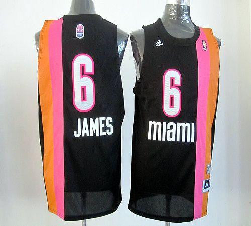 Heat #6 LeBron James Black ABA Hardwood Classic Stitched Basketball Jersey