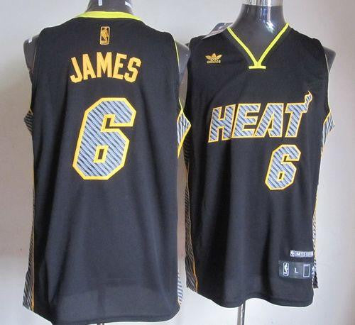 Heat #6 LeBron James Black Electricity Fashion Stitched Basketball Jersey