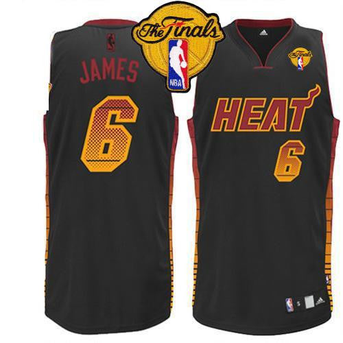 Heat #6 LeBron James Black Finals Patch Stitched Vibe Basketball Jersey