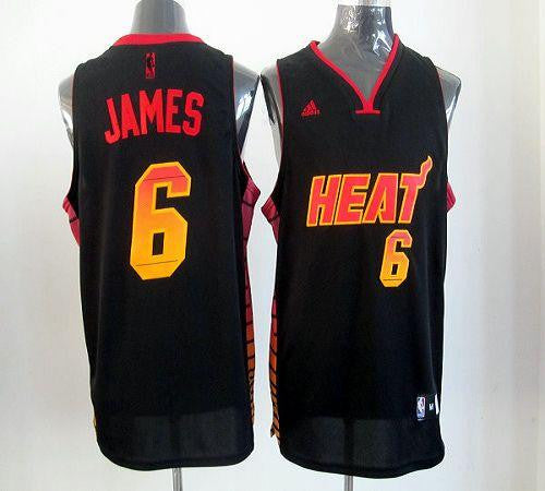 Heat #6 LeBron James Black Stitched Vibe Basketball Jersey