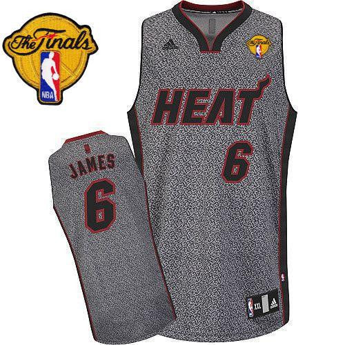 Heat #6 LeBron James Grey Static Fashion Finals Patch Stitched Basketball Jersey