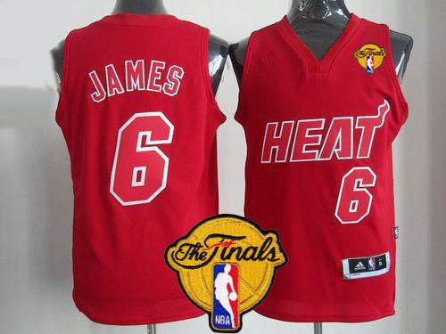 Heat #6 LeBron James Red Big Color Fashion Finals Patch Stitched Basketball Jersey