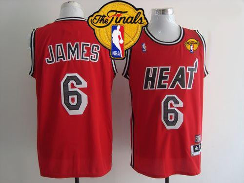 Heat #6 LeBron James Red Hardwood Classics Nights Finals Patch Stitched Basketball Jersey