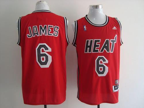 Heat #6 LeBron James Red Hardwood Classics Nights Stitched Basketball Jersey