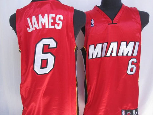 Heat #6 LeBron James Stitched Red Basketball Jersey