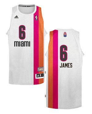 Heat #6 LeBron James White ABA Hardwood Classic Stitched Basketball Jersey