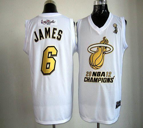 Heat #6 LeBron James White Majestic 2012 Champions Stitched Basketball Jersey