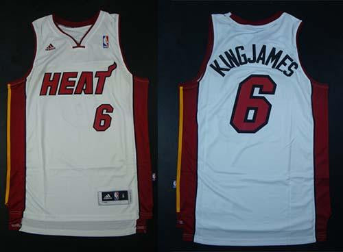 Heat #6 LeBron James White Nickname King James Stitched Basketball Jersey