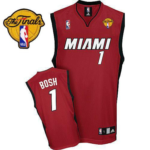 Heat Finals Patch #1 Chris Bosh Red Stitched Basketball Jersey