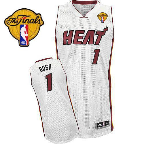 Heat Finals Patch #1 Chris Bosh Revolution 30 White Stitched Basketball Jersey